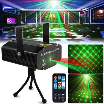 Novi Mini LED Stopnji Svetlobe DJ Disco Luči Projektor, Laser Luči Zvok Vključen Daljinski upravljalnik Flash Za Božično zabavo Luči
