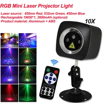 10Pcs/Veliko NOVIH 32 Vzorcev RGB Mini Laser Projektor Svetlobe DJ Disco Party Glasba Laser Razsvetljavo Učinek Z LED Modra Božič