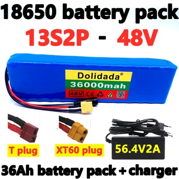 Visoke zmogljivosti E-kolo Baterija 48v 36Ah 18650 Litij-Ionske Baterije 13S2P Kolo Conversion Kit Bafang 1000w in 54.6 V 2A Polnilec