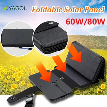 80W Solarni Panel 5V USB Zložljive Sončne Celice Prenosni Nepremočljiva Prostem Kampiranje Celic Mobilnega Telefona, Baterije Solarni Polnilnik